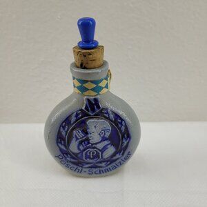 Vintage Poschl Schmalzler Ceramic Snuff Bottle with Cork Stopper 4.5"